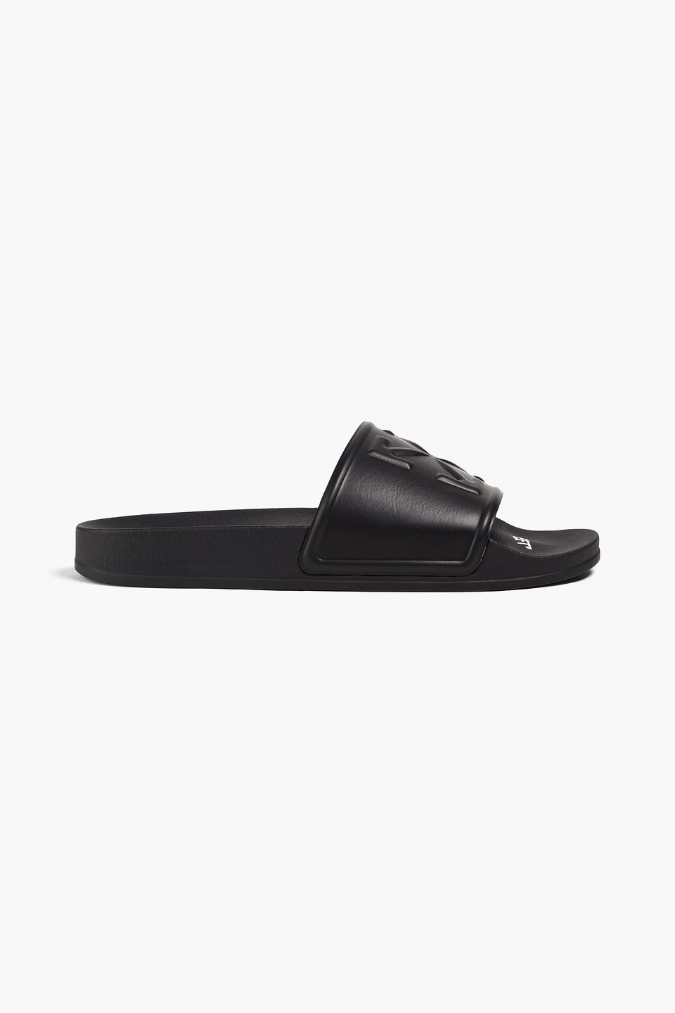 Off-white Embossed Faux Leather Slides In Black