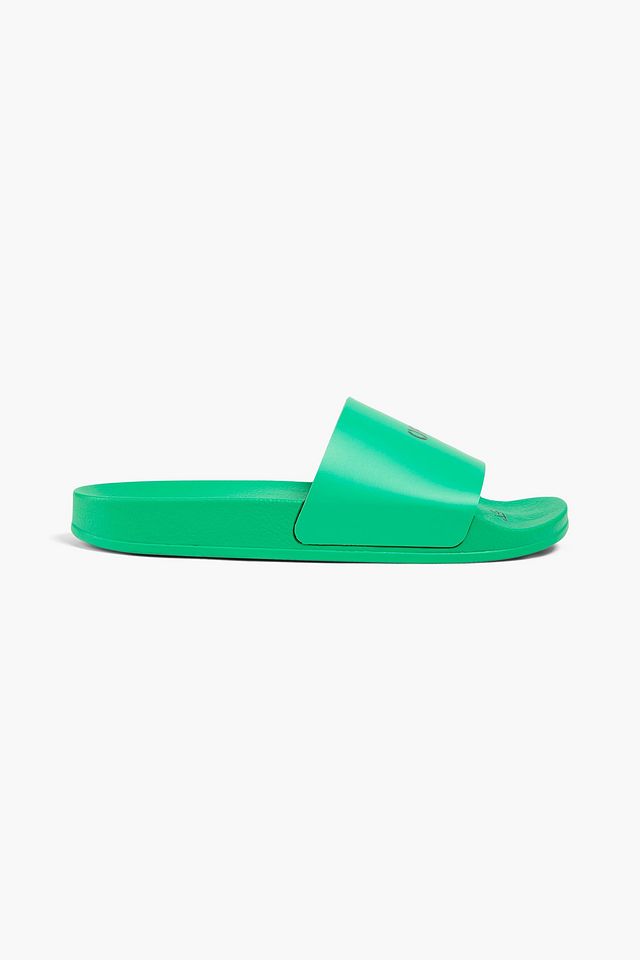 Logo-print faux leather slides
