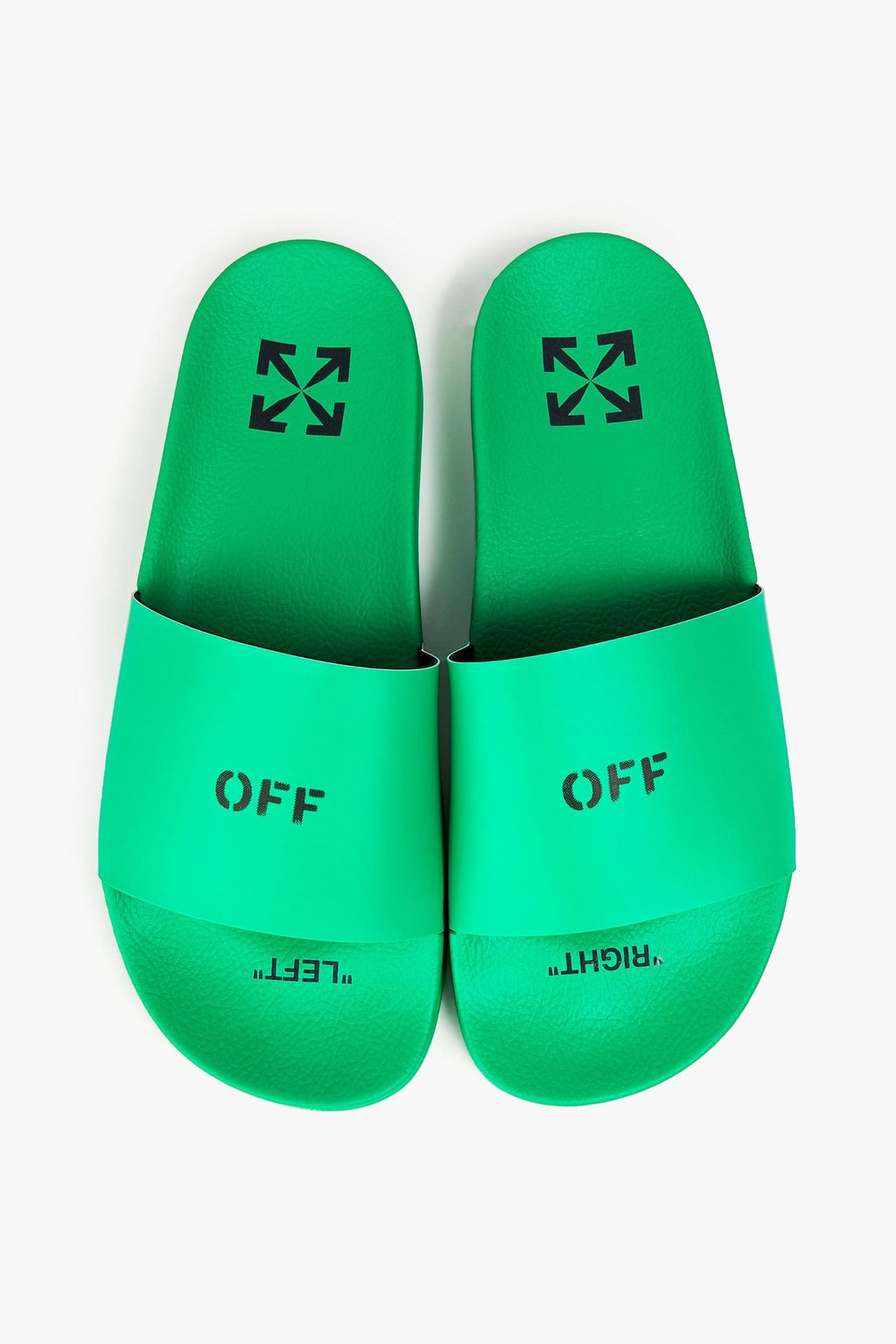 OFF-WHITE™ شبشب سلايدز من الجلد الصناعي مزين بطبعات