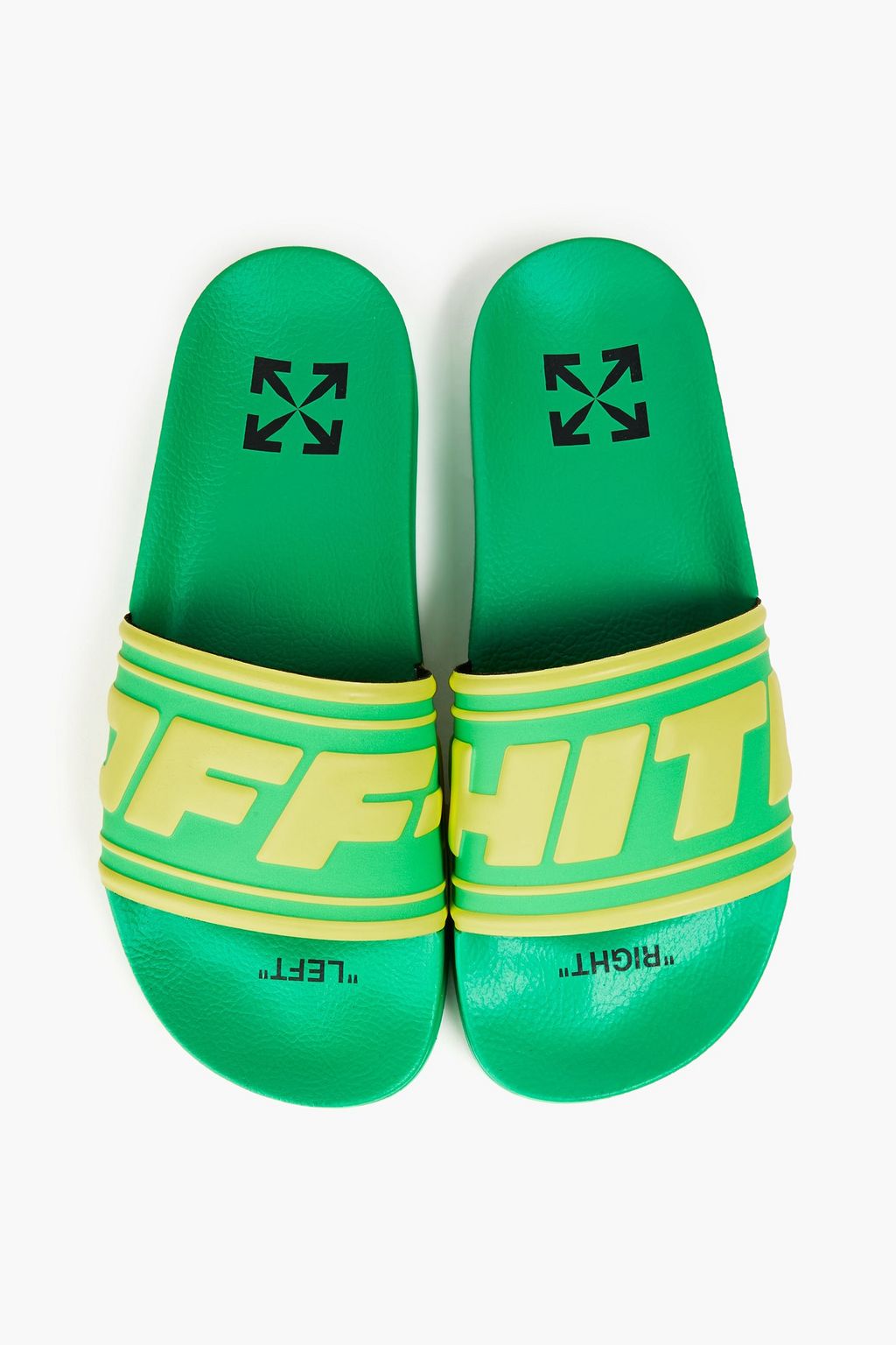OFF-WHITE™ フェイクレザー スライドサンダル ロゴエンボス加工