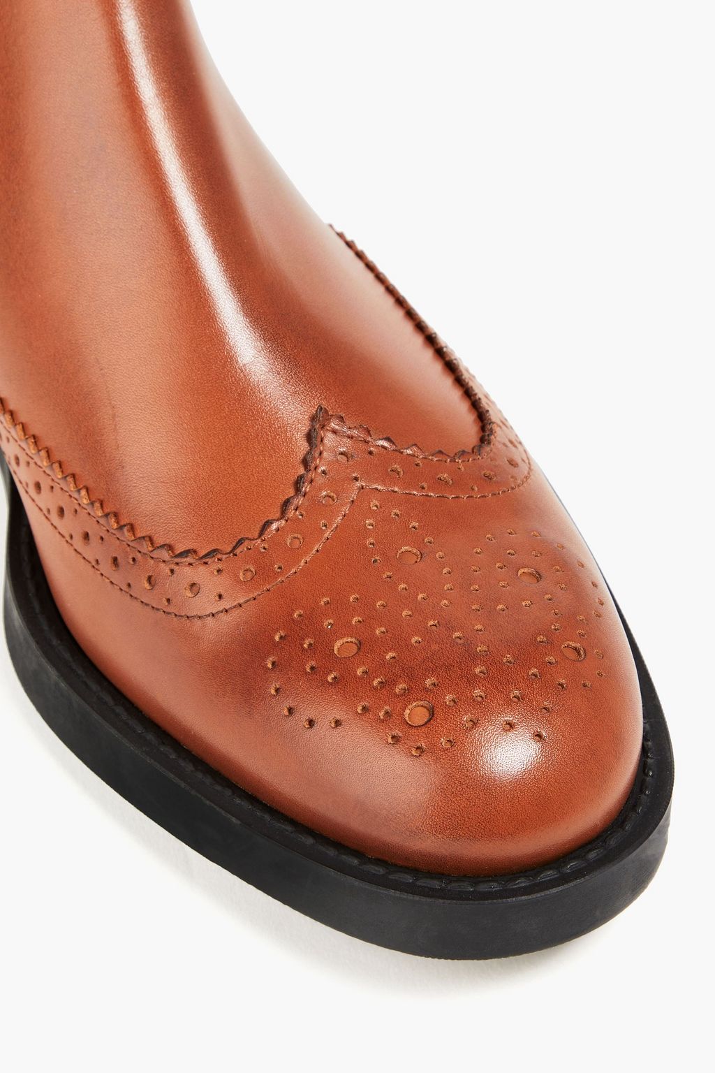 TOD'S Perforated burnished leather Chelsea boots