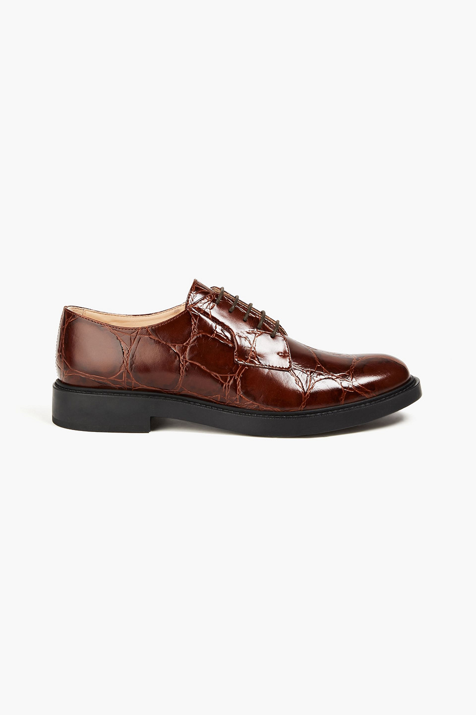 Tod's Croc-effect Leather Brogues In Brown