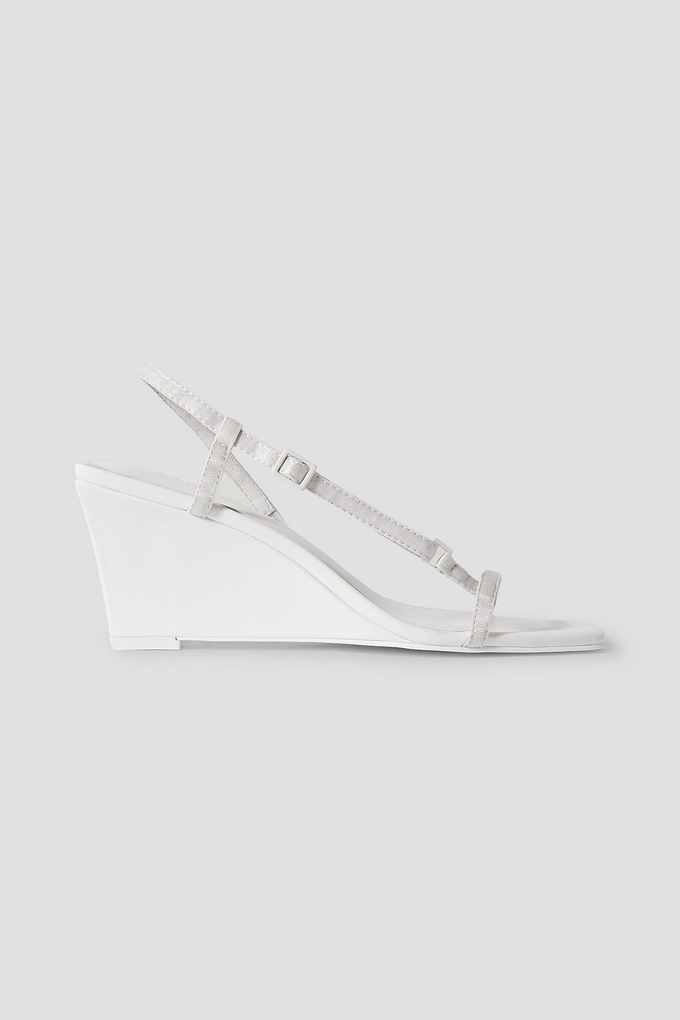 St Agni Brassiere Leather And Faille Wedge Sandals In White