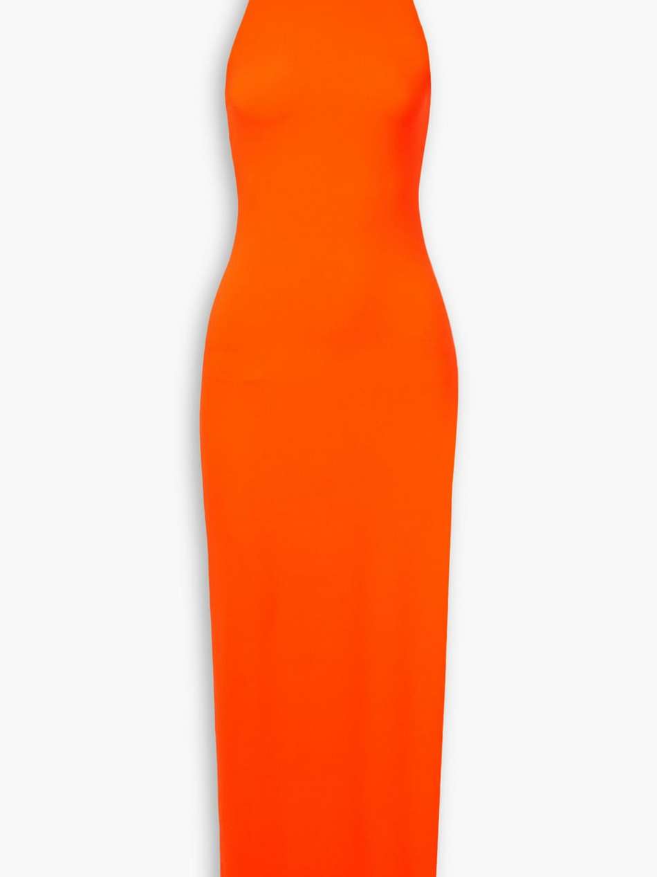 stretch-jersey turtleneck midi dress
