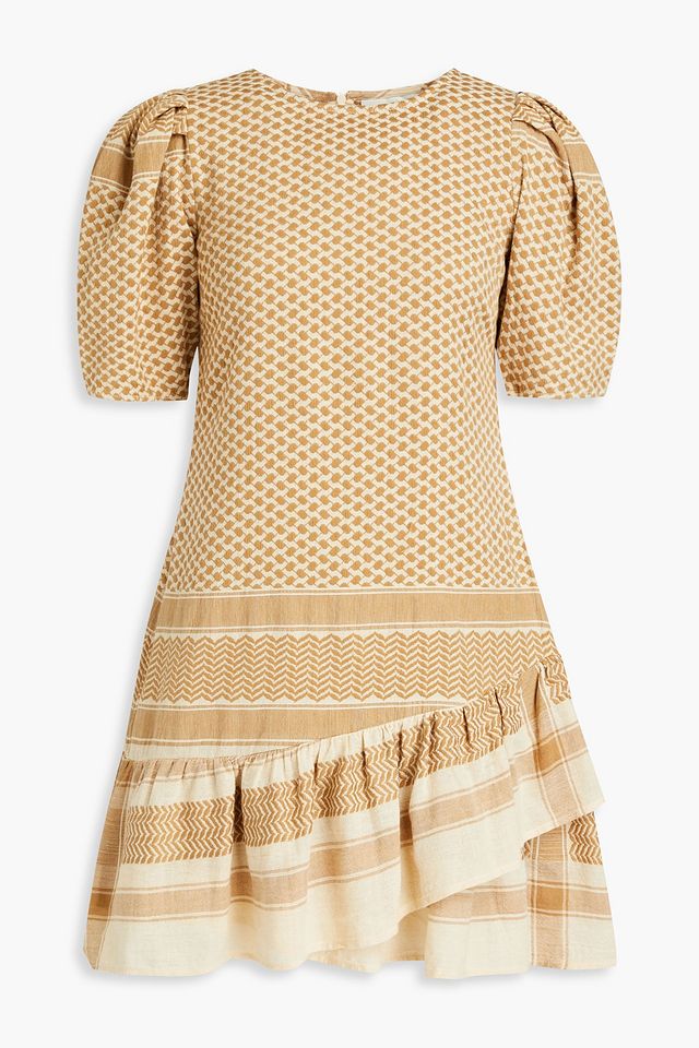 Olivia ruffled cotton-jacquard mini dress