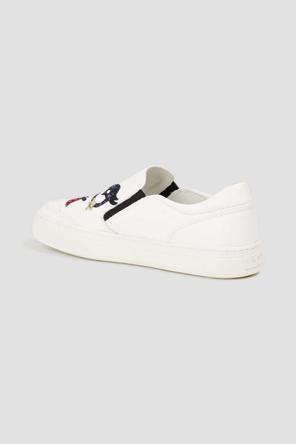 TOD'S Embellished leather slip-on sneakers