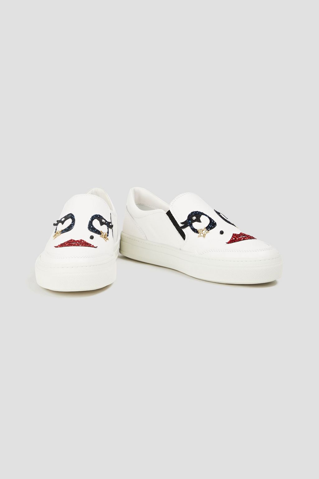 TOD'S Embellished leather slip-on sneakers