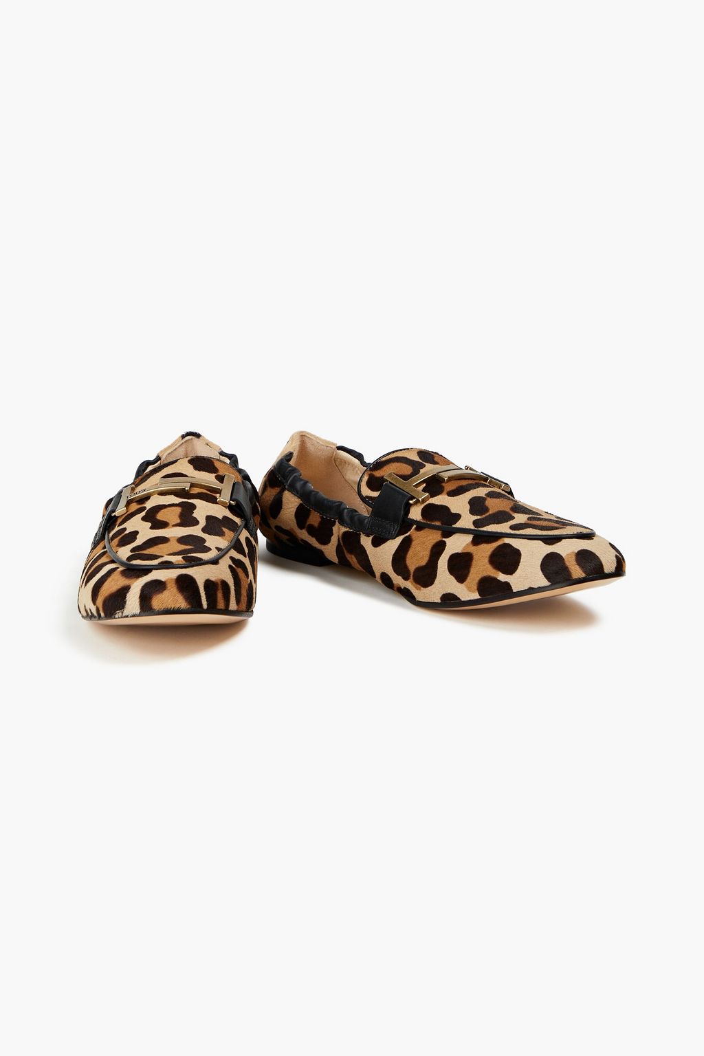TOD'S Double T leopard-print calf hair loafers