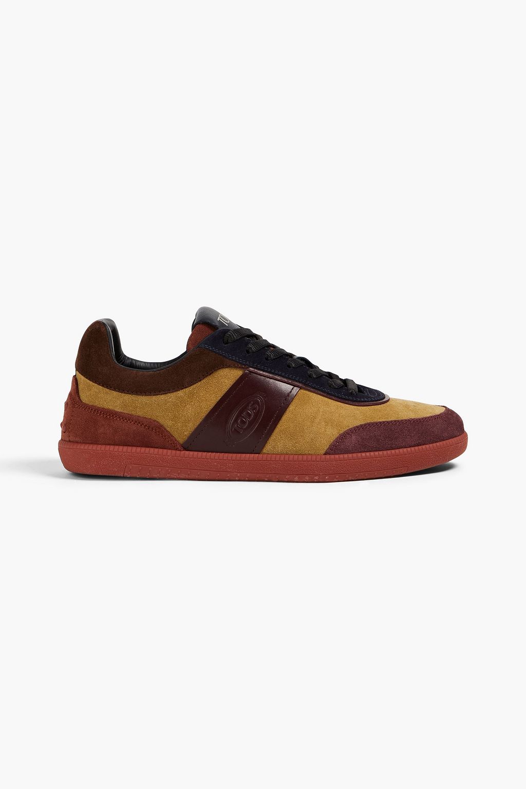 Suede blend color block logo sneakers