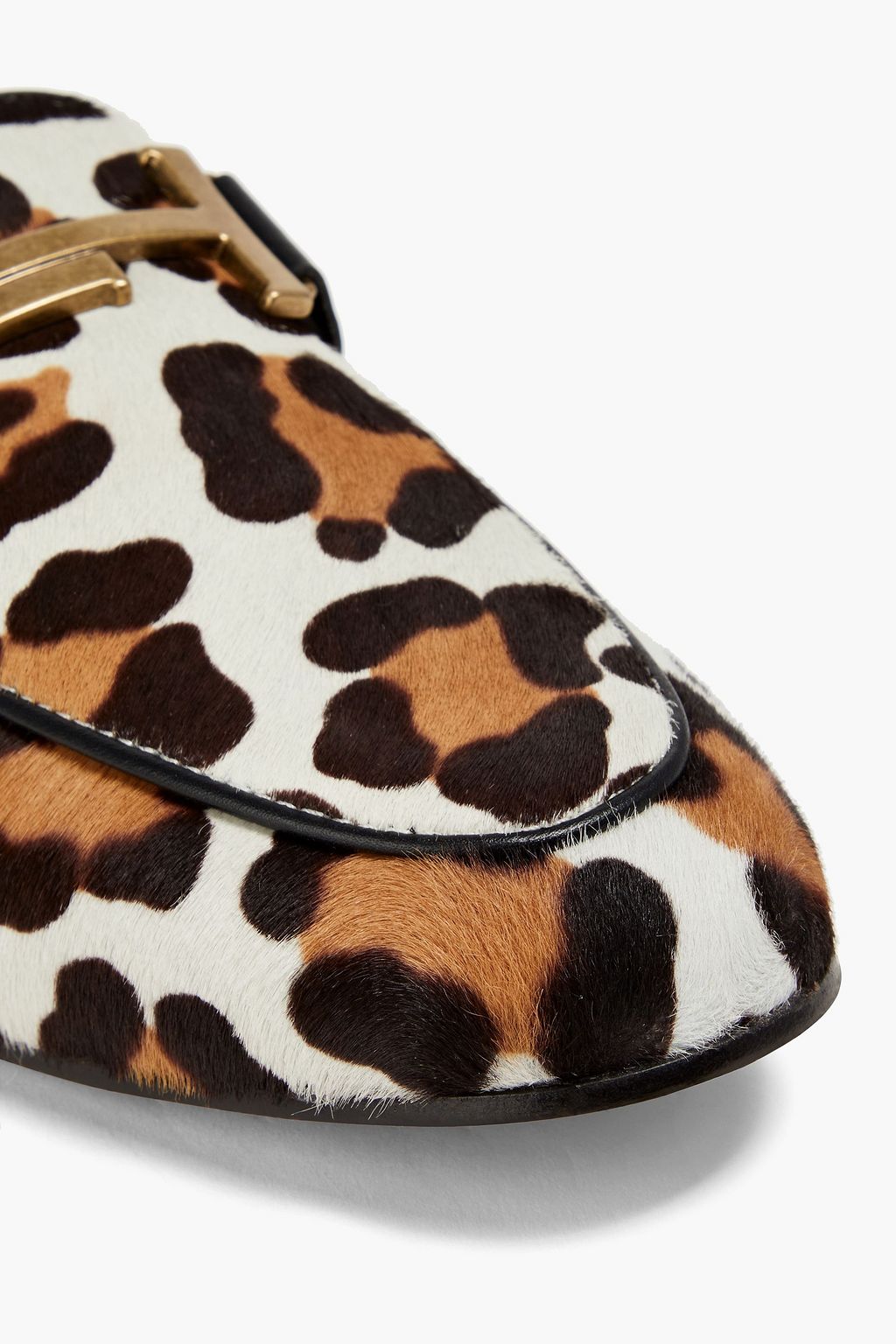 TOD'S Double T leopard-print calf hair loafers