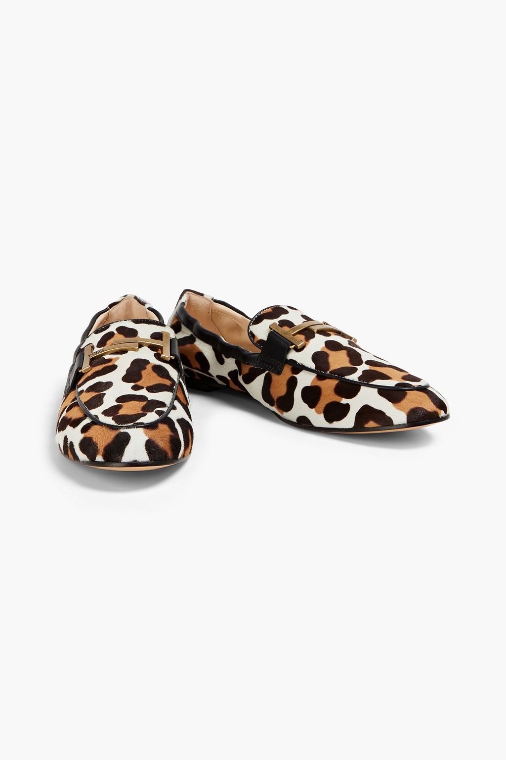 TOD'S Double T leopard-print calf hair loafers