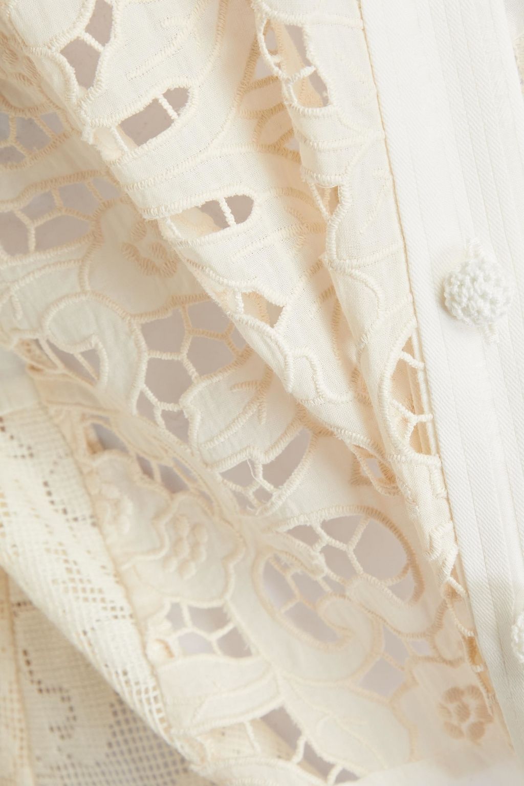 ZIMMERMANN Andie patchwork-effect broderie anglaise cotton-blend shirt