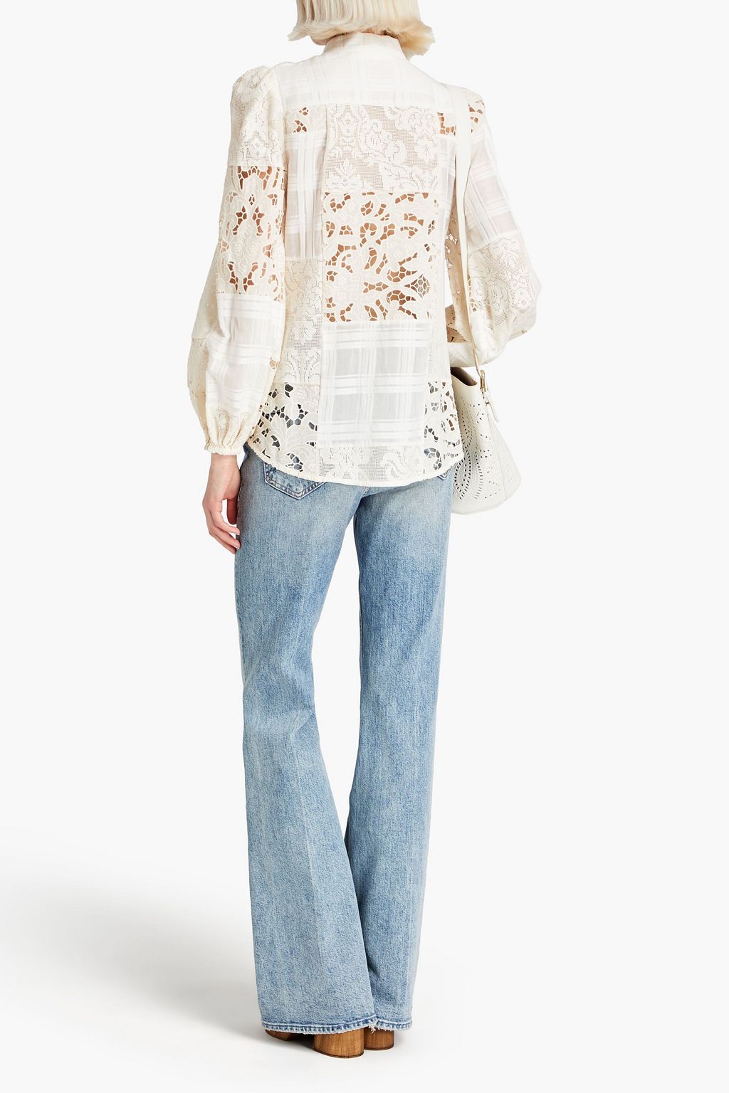 ZIMMERMANN Andie patchwork-effect broderie anglaise cotton-blend shirt