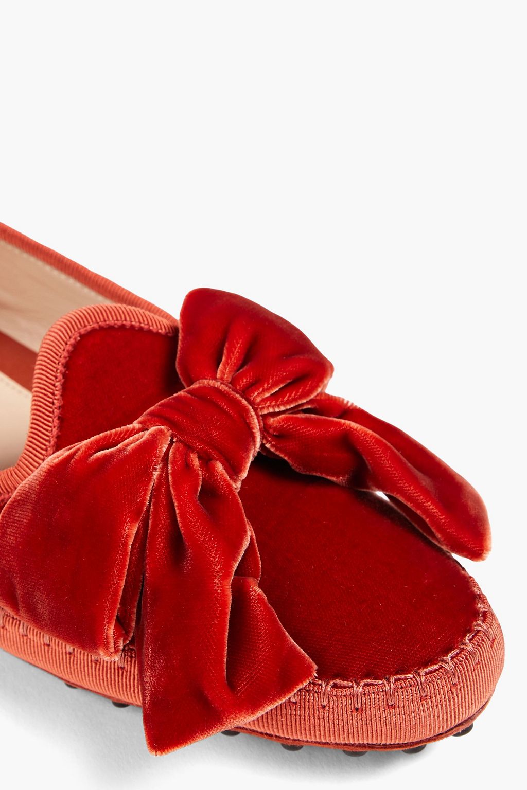 TOD'S Bow-embellished velvet loafers