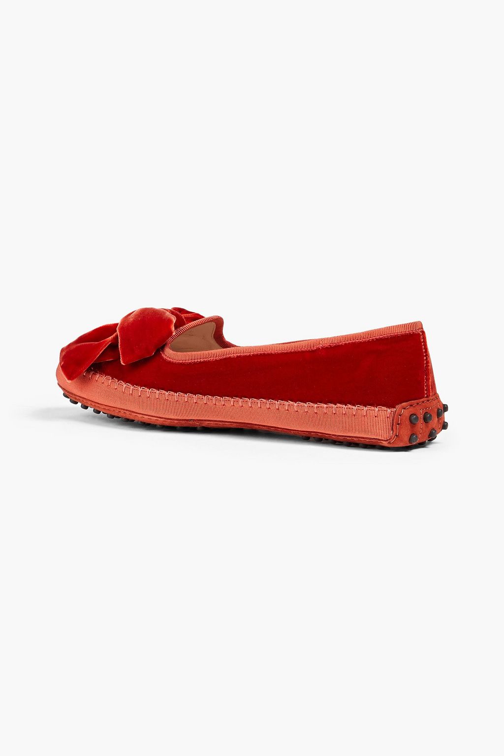 TOD'S Bow-embellished velvet loafers