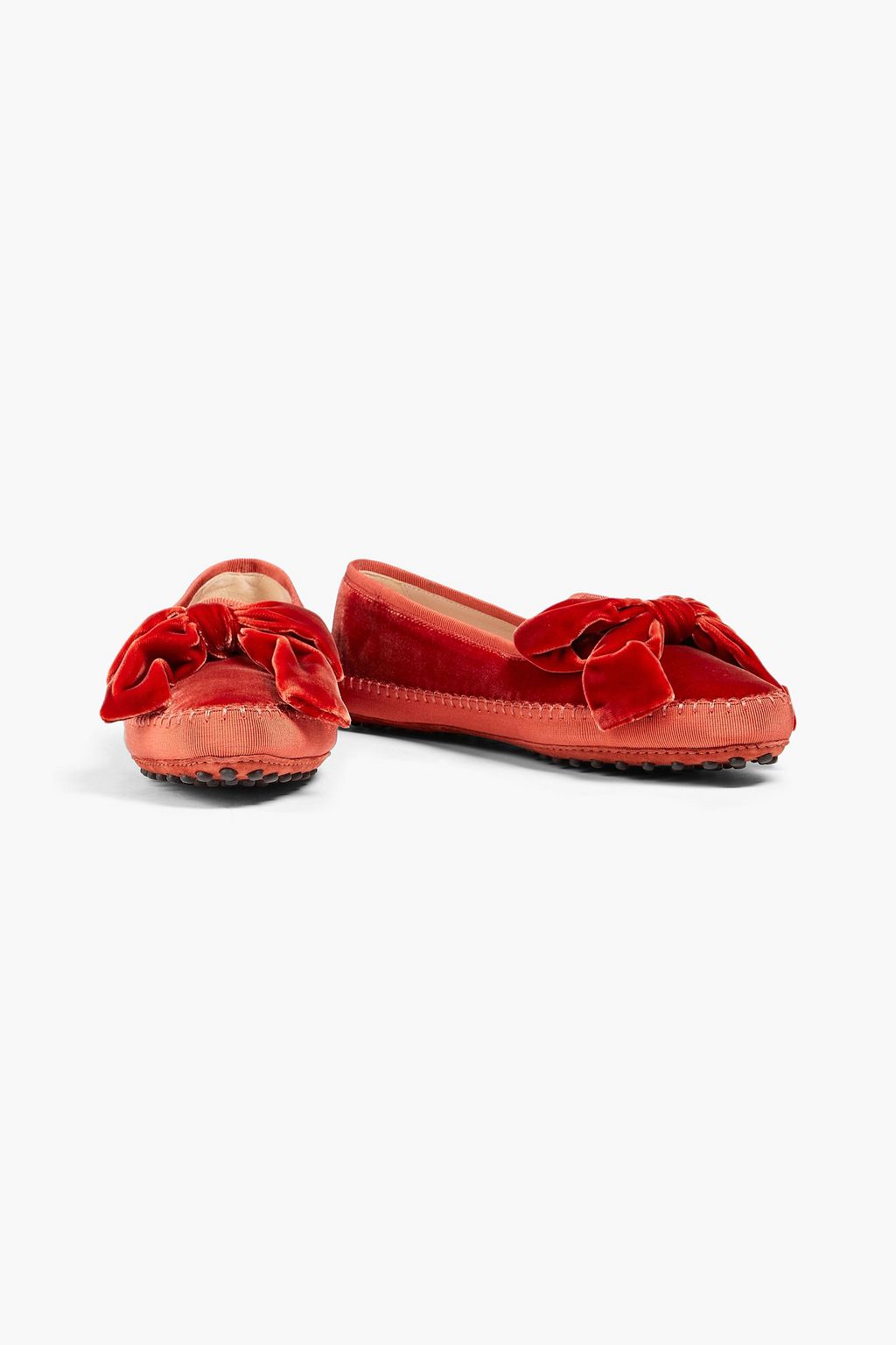 TOD'S Bow-embellished velvet loafers