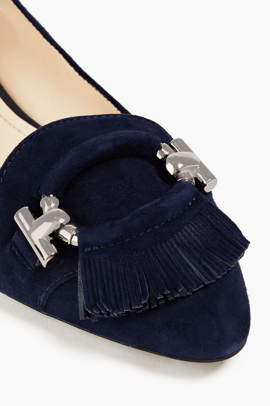 TOD'S T-Ring fringed suede point-toe flats