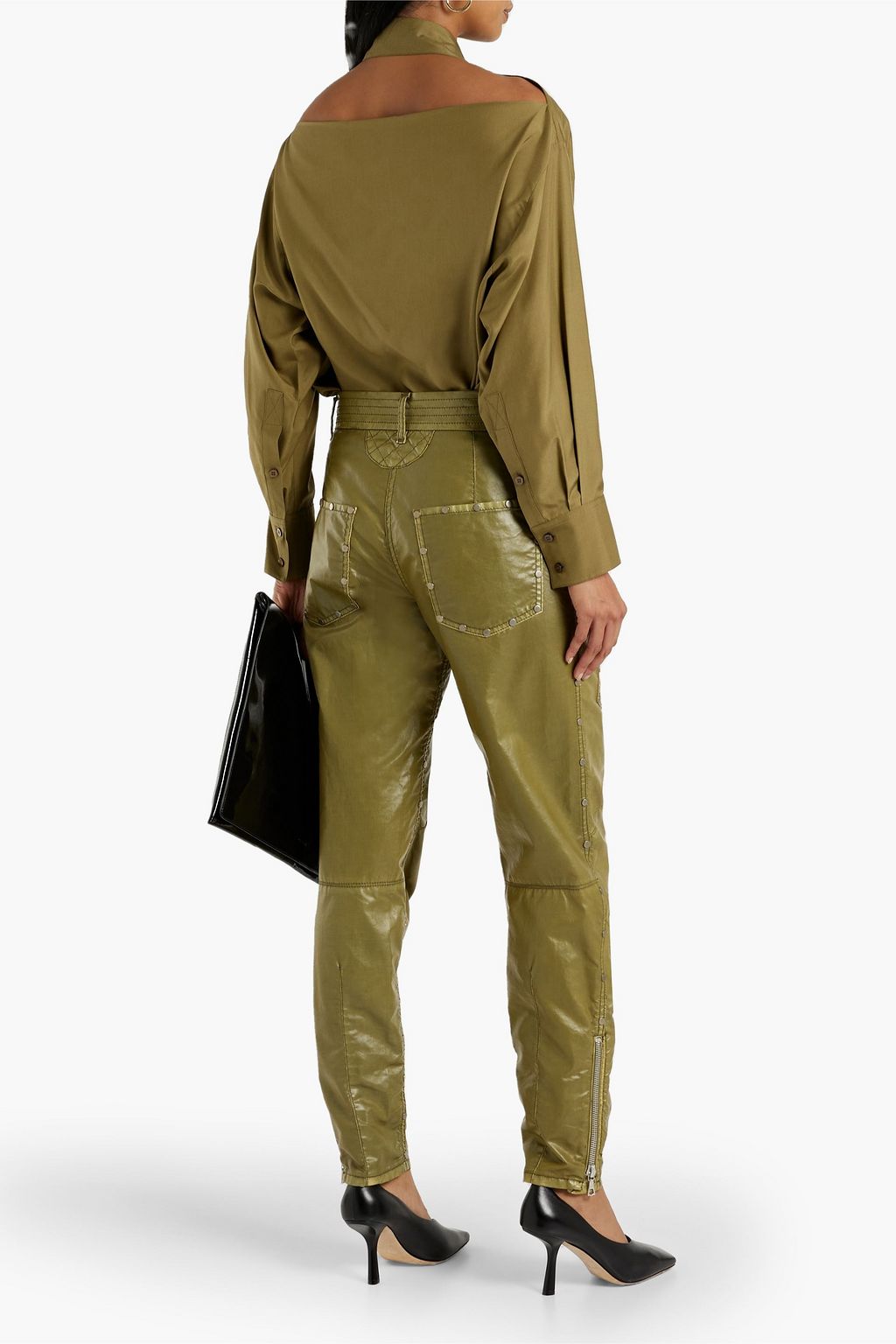 VALENTINO GARAVANI 드레이프 컷아웃 실크 셔츠