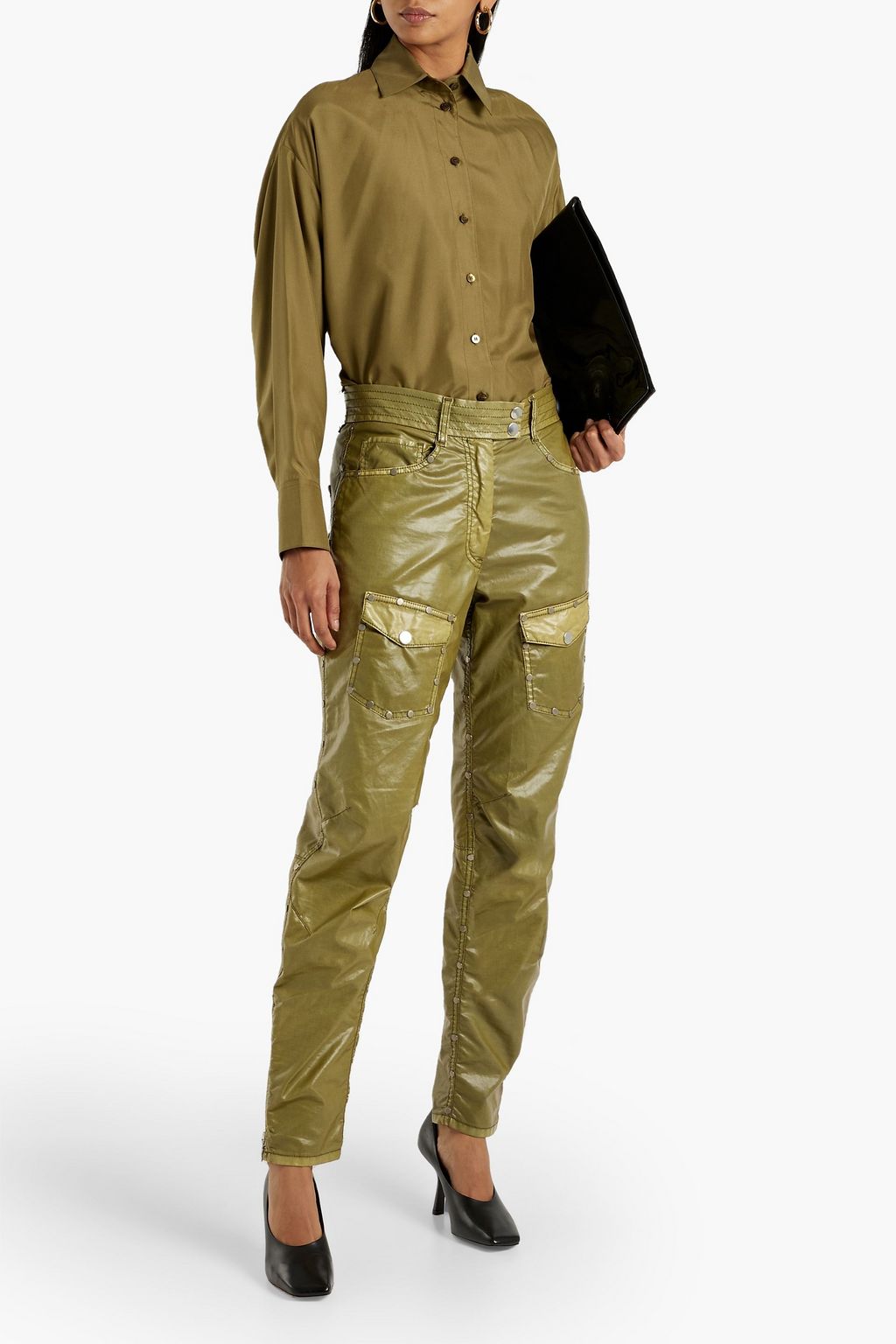 VALENTINO GARAVANI 드레이프 컷아웃 실크 셔츠
