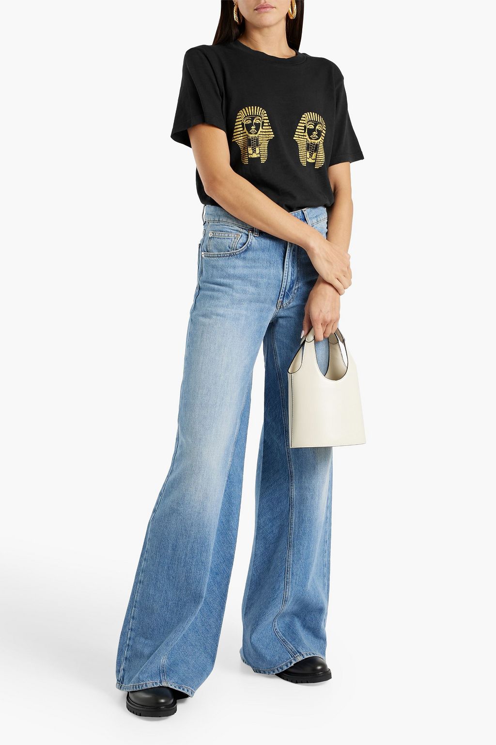 RAQUEL ALLEGRA Metallic printed cottonjersey Tshirt THE