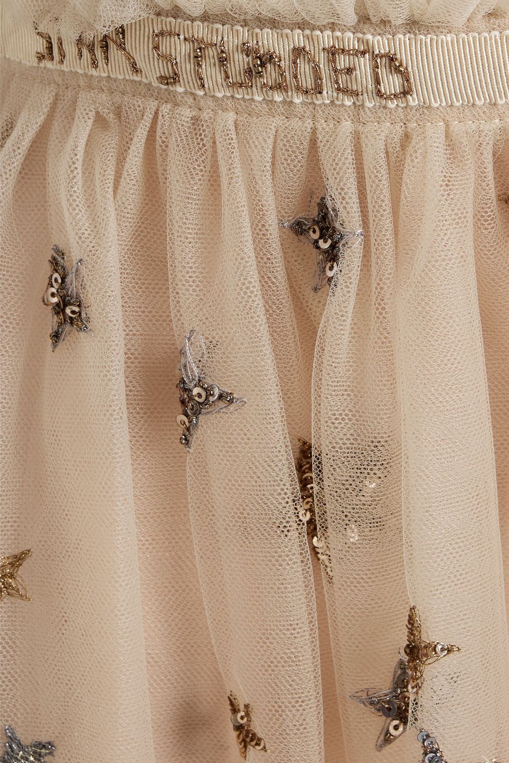 VALENTINO GARAVANI Gathered embellished tulle maxi skirt