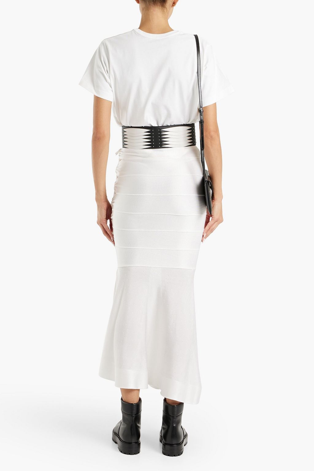 ALAÏA ストレッチニット マキシスカート レースアップ