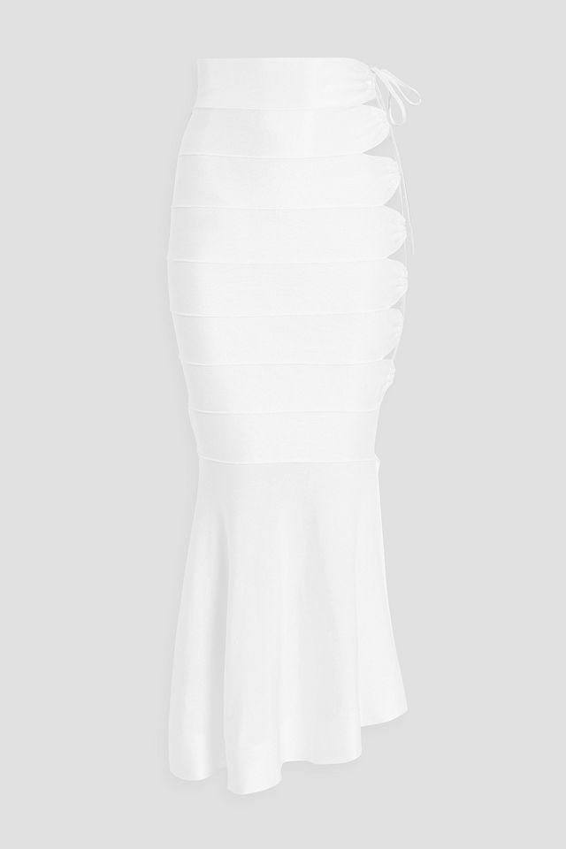 Editions lace-up stretch-knit midi skirt