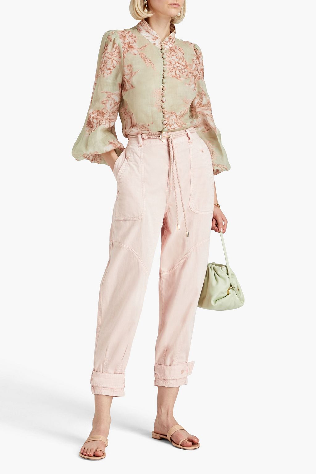 ZIMMERMANN Bluse aus Ramie-Voile mit floralem Print