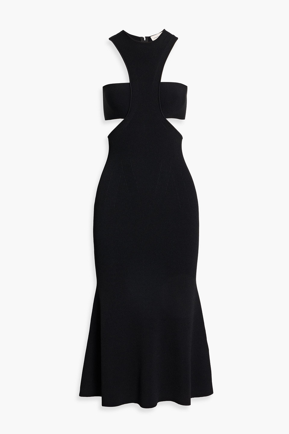 mcqueen - cutout ribbed-knit midi dress - black - xs
