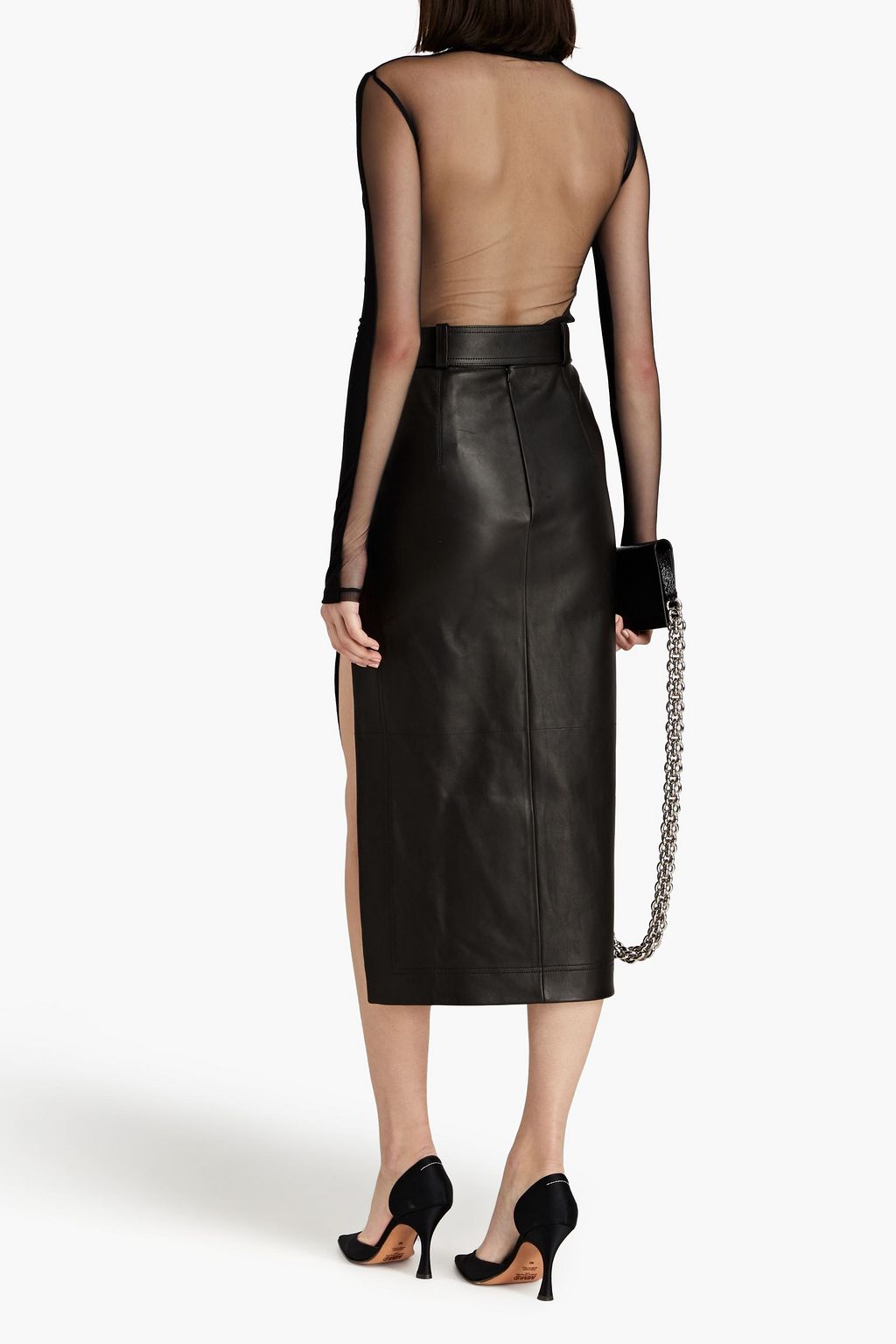 MCQUEEN レザー ミディスカート ベルト付き