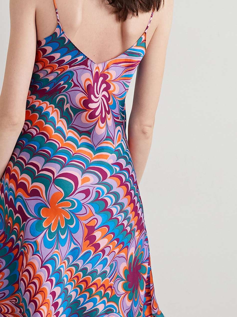 embellished printed woven slip dress