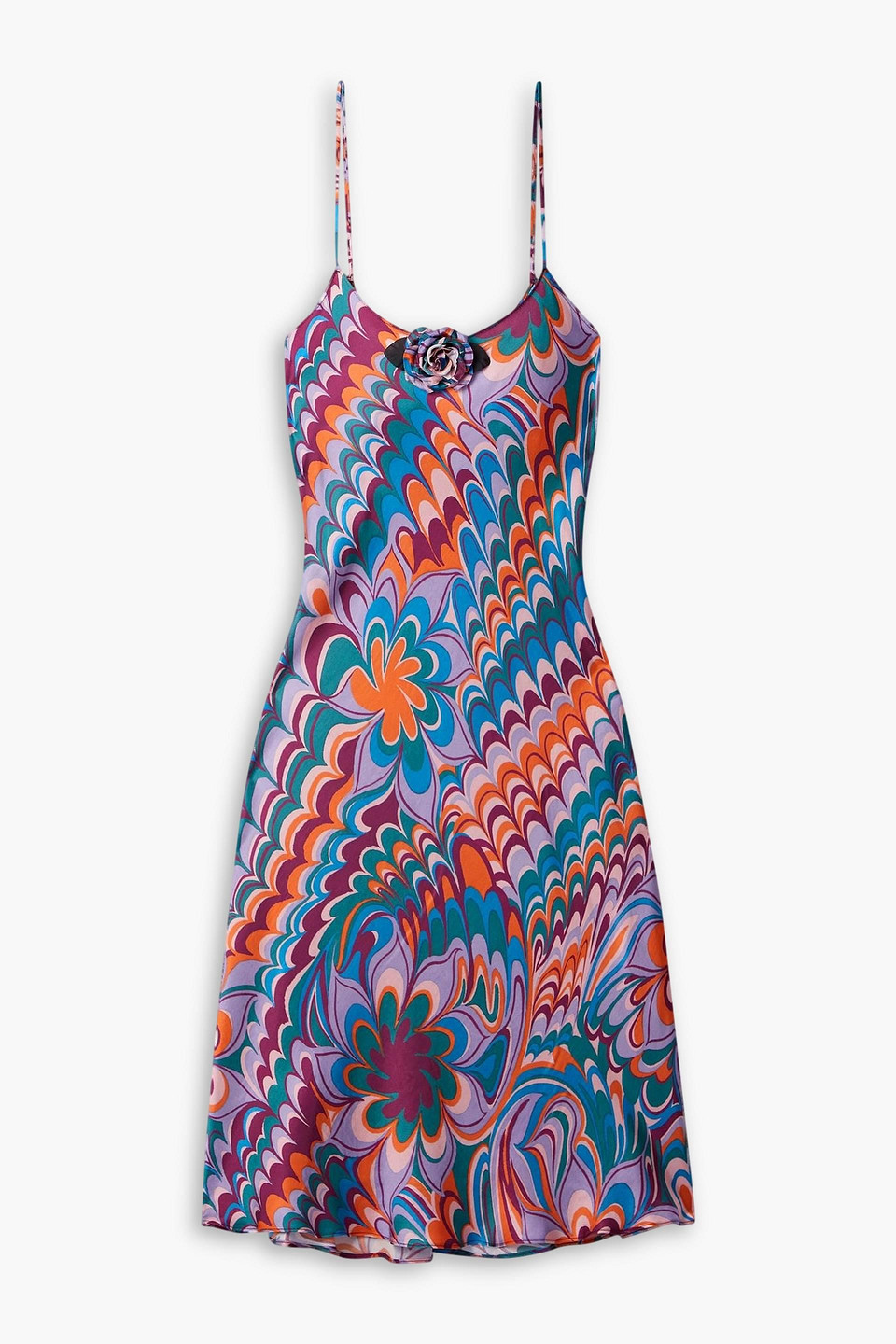 Rodarte Embellished Printed Woven Slip Dress In Lavender