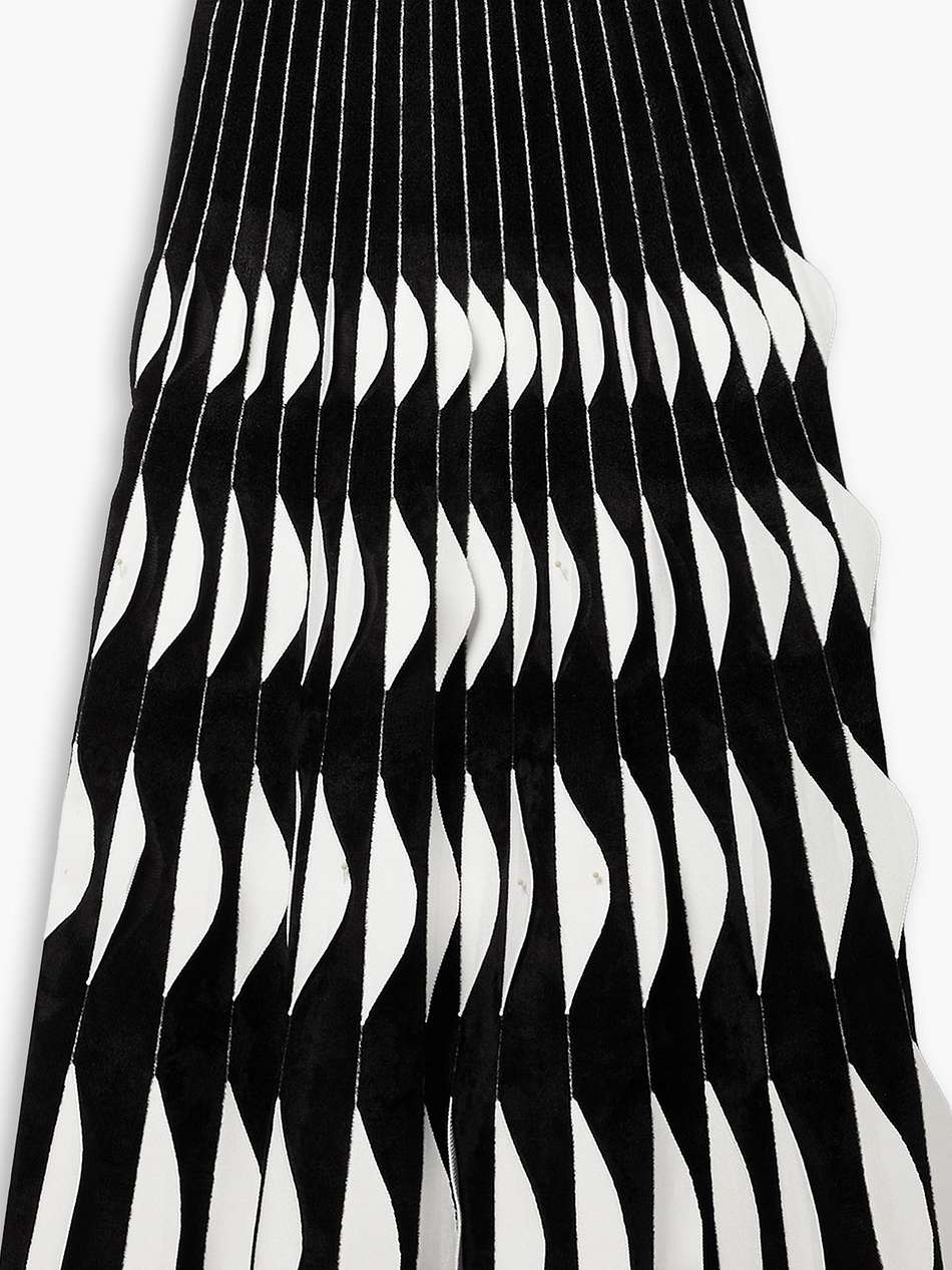 pleated laser-cut velour and stretch-knit midi skirt