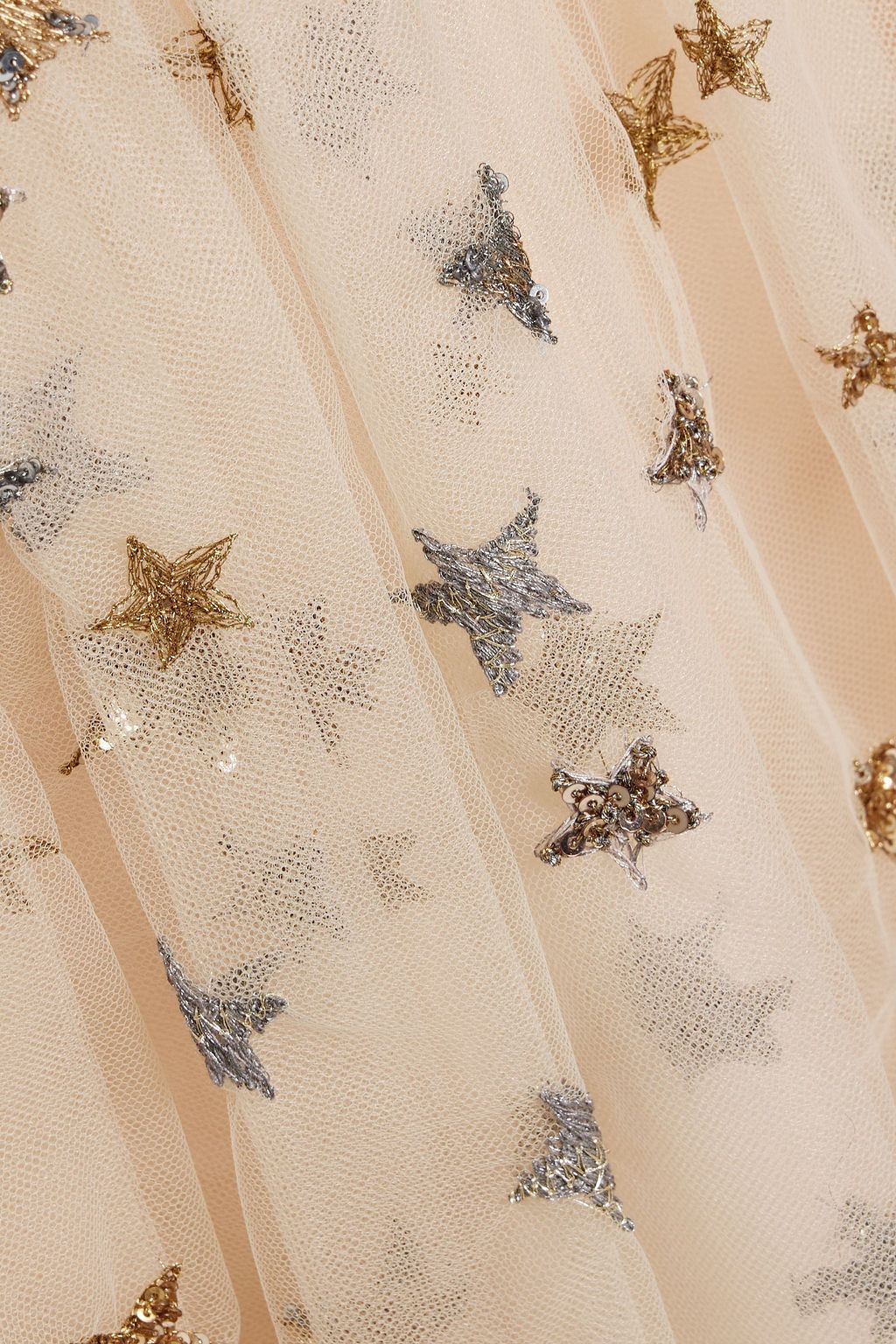 VALENTINO GARAVANI Gathered embellished tulle mini skirt