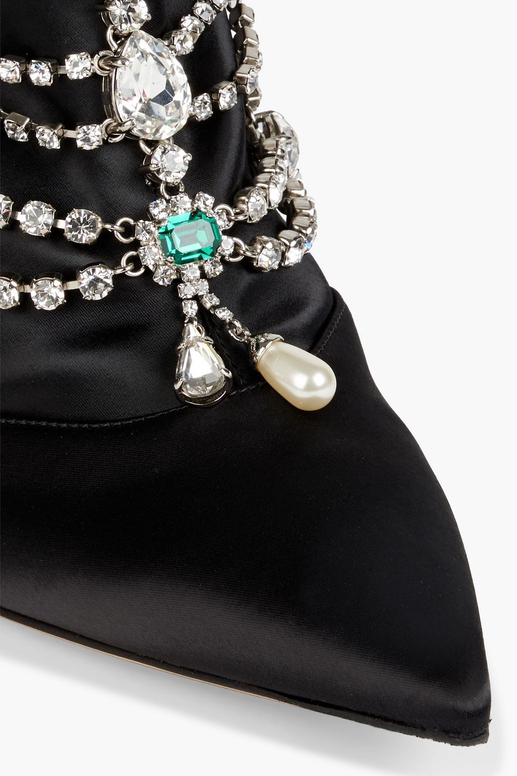 JIMMY CHOO Lyja 100 embellished stretch-satin ankle boots