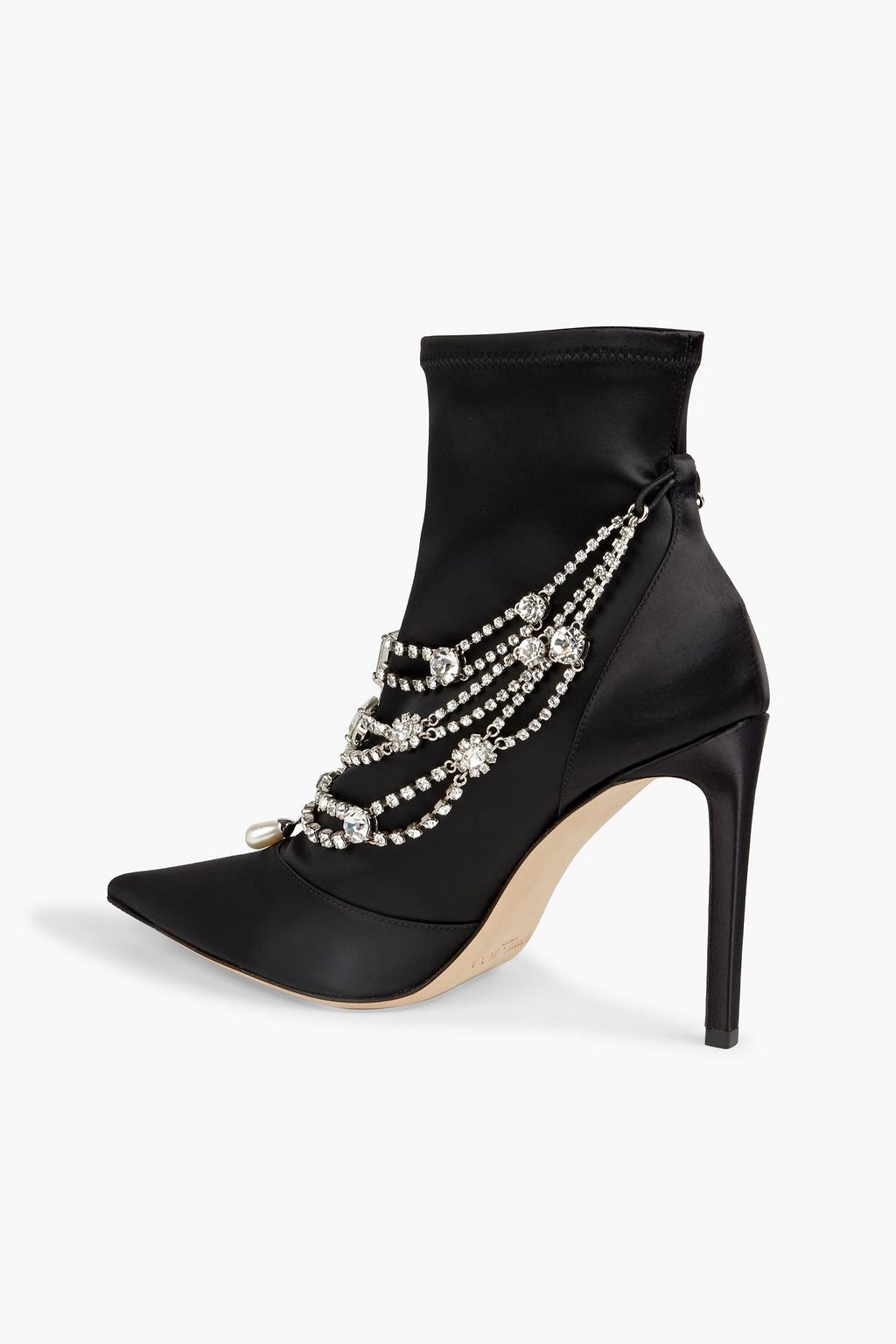 JIMMY CHOO Lyja 100 embellished stretch-satin ankle boots