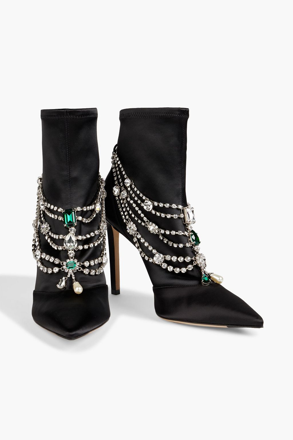 JIMMY CHOO Lyja 100 embellished stretch-satin ankle boots