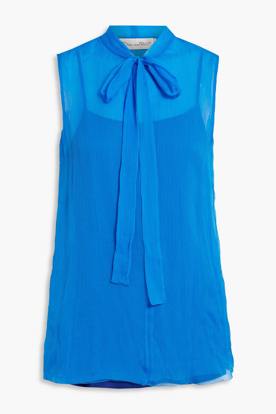 Oscar De La Renta Silk-crepon Top In Blue