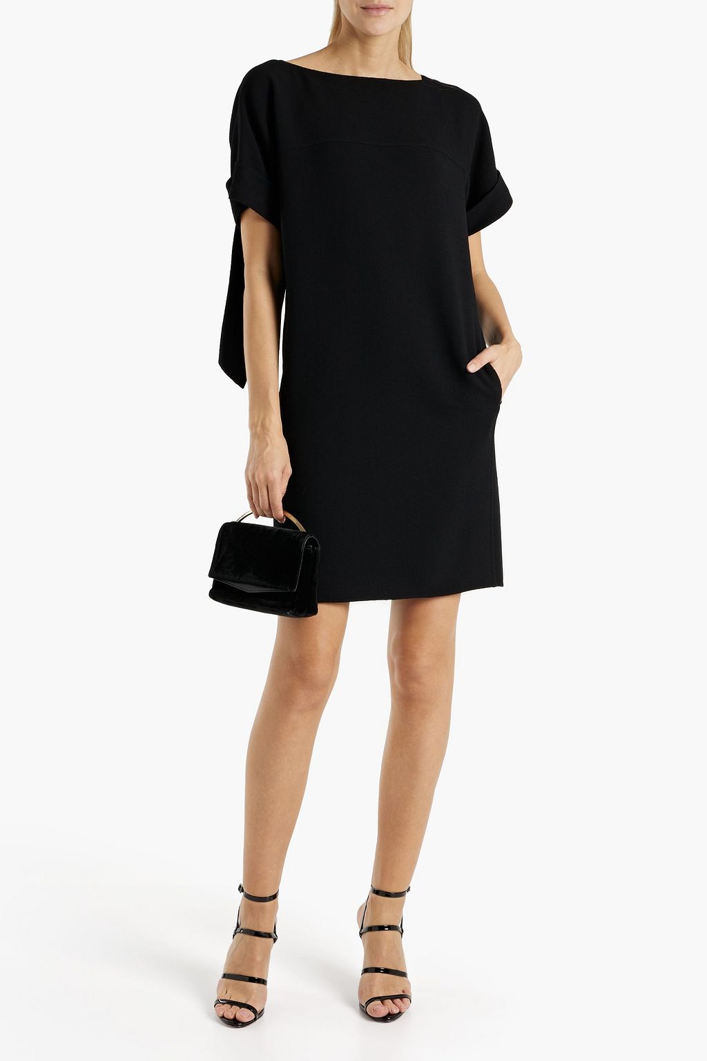OSCAR DE LA RENTA Draped wool-crepe mini dress