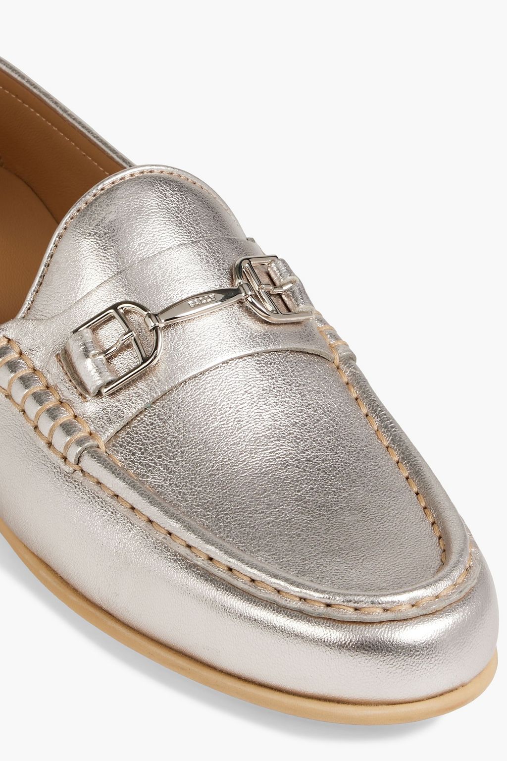 BALLY New Manoela metallic textured-leather loafers