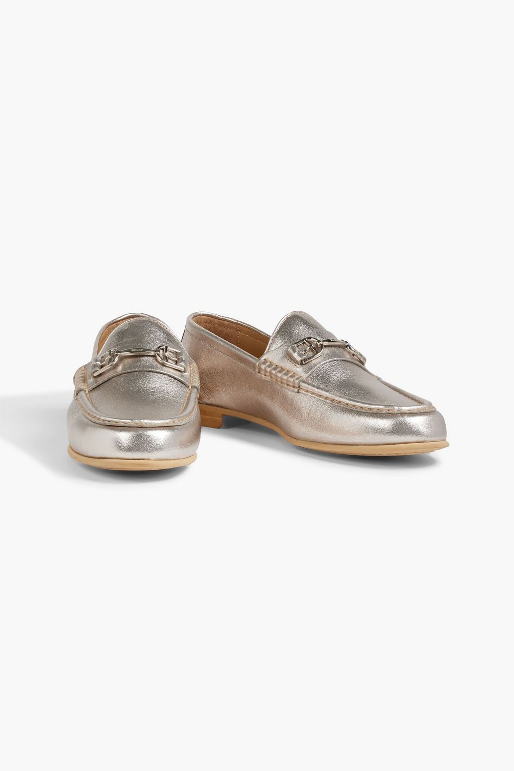 BALLY New Manoela metallic textured-leather loafers