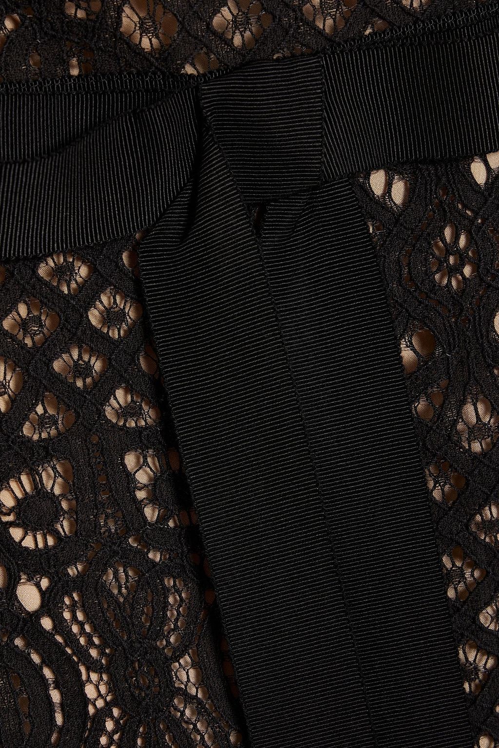 OSCAR DE LA RENTA Bow-embellished cotton-blend corded lace midi dress