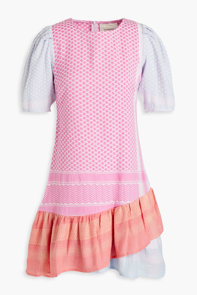 Soffi color-block cotton-jacquard mini dress