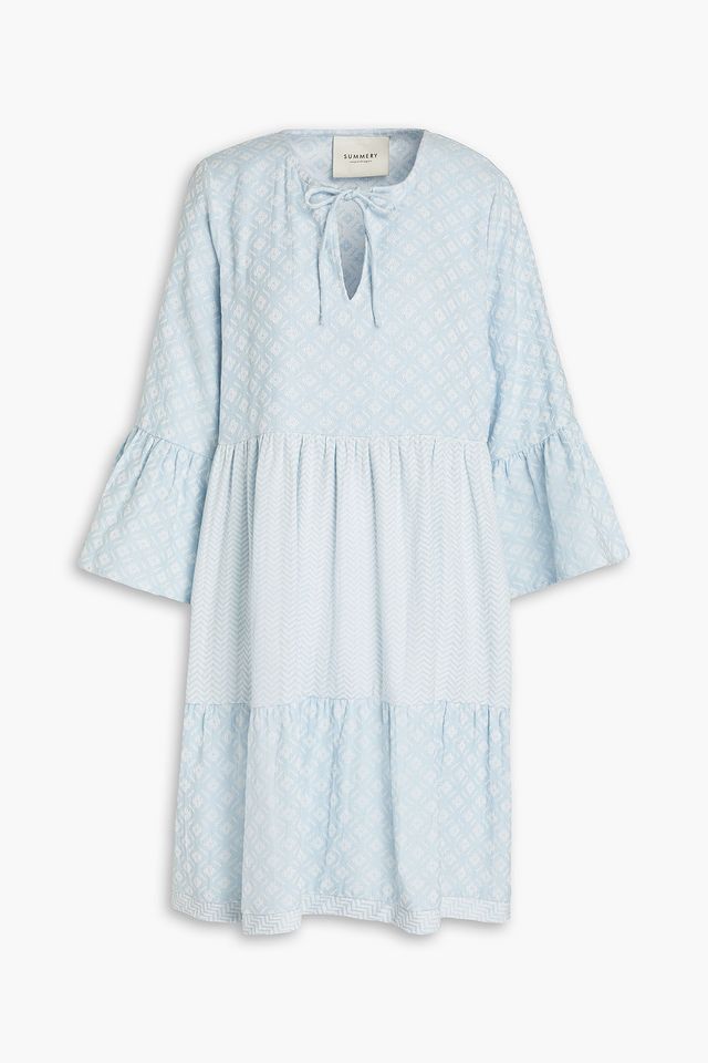 Zoe gathered cotton-jacquard mini dress