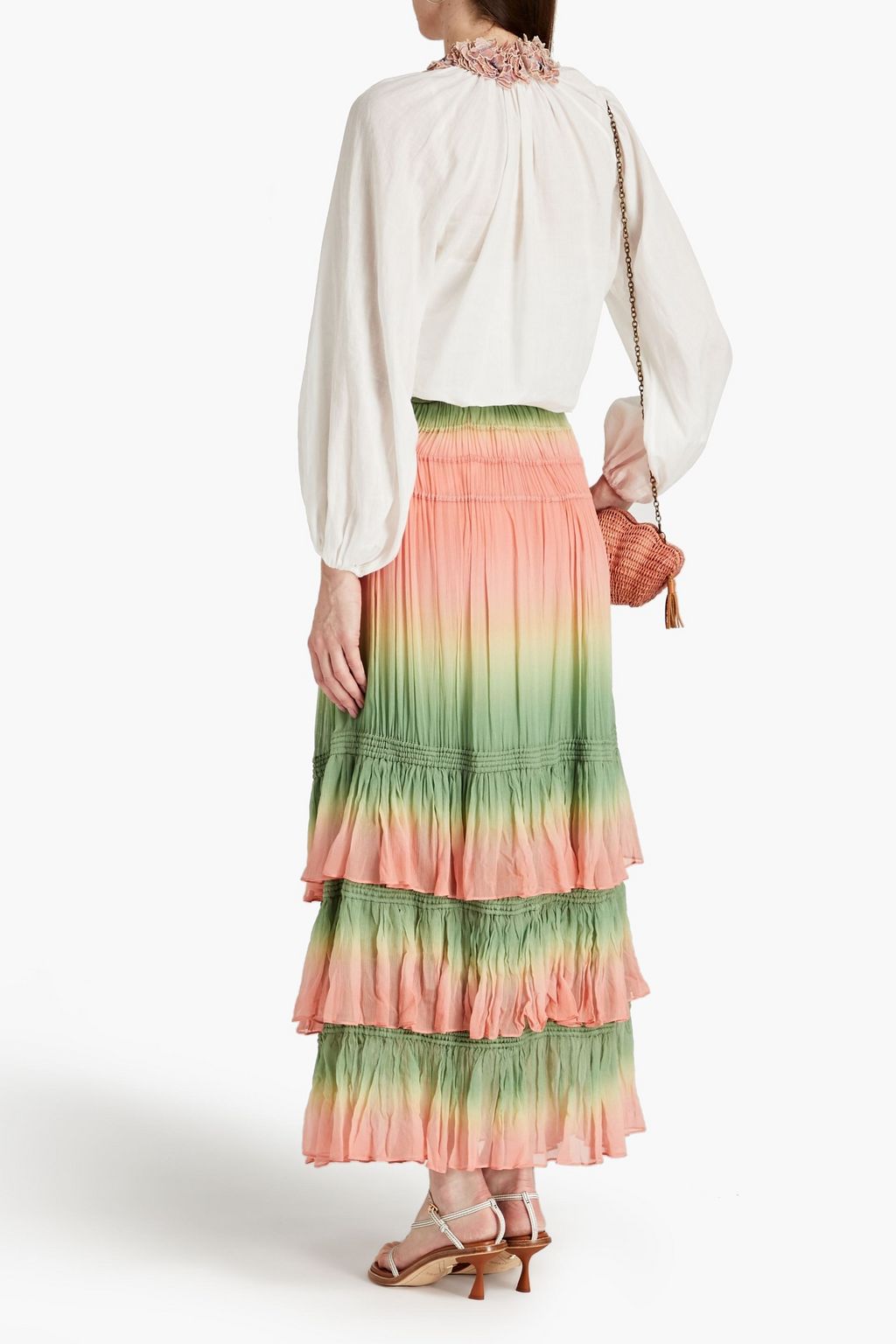 ZIMMERMANN Postcard Lantern Bluse aus Ramie-Voile mit floralen Applikationen
