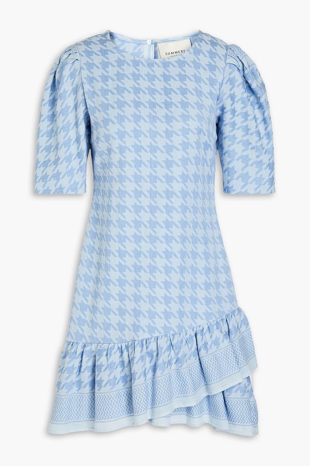 Louise houndstooth cotton-jacquard mini dress