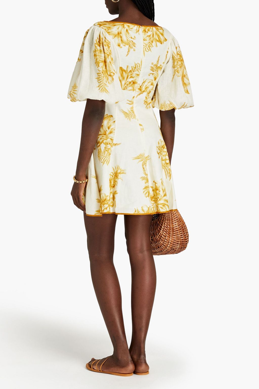 ZIMMERMANN Empire printed linen mini dress