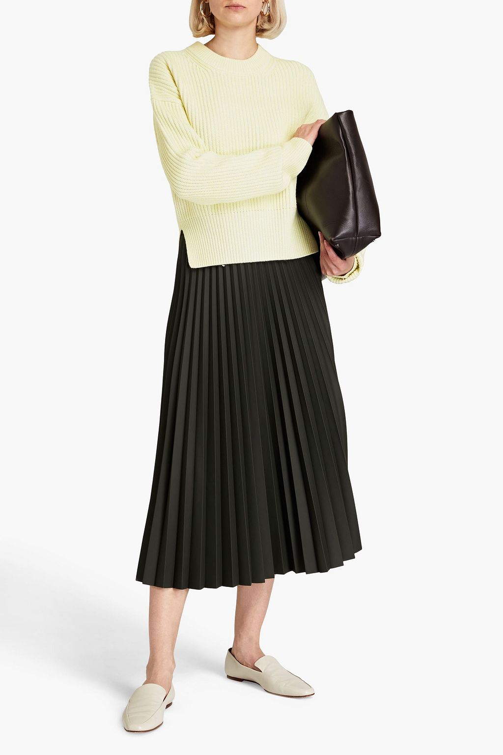 JOSEPH Ribbed cotton, wool and cashmere-blend sweater
