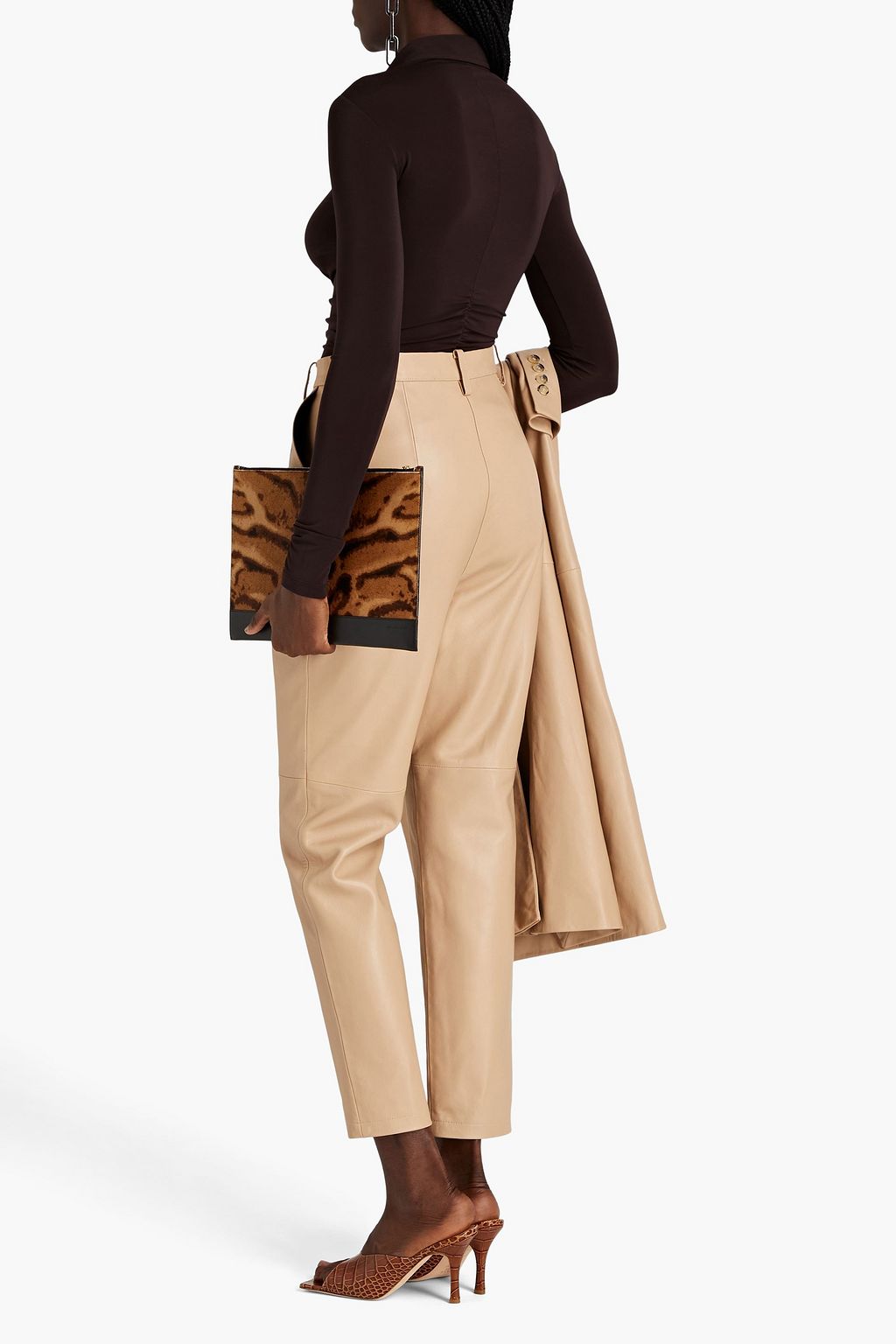MAGDA BUTRYM Pleated leather tapered pants