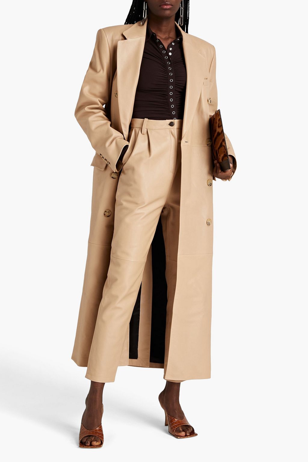 MAGDA BUTRYM Pleated leather tapered pants